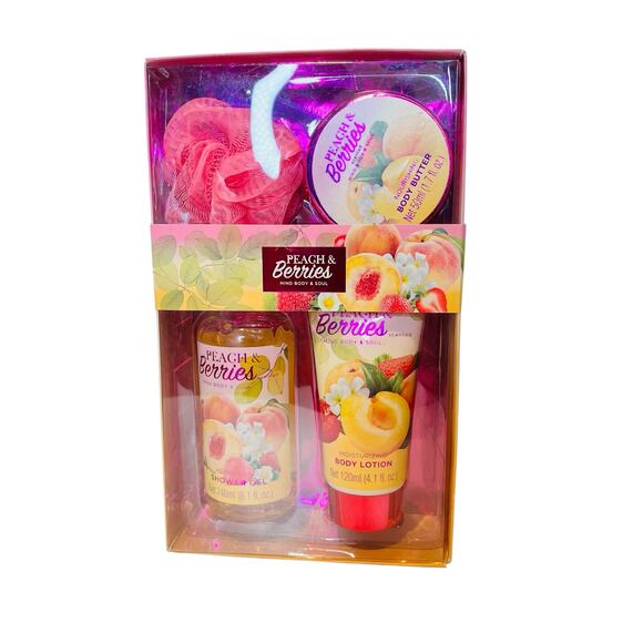 Mind Body & Soul Bath And Body Peach And Berries Gift Set - Picture 2 of 3